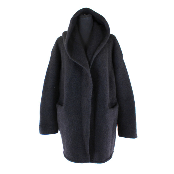 Peruvian Connection Jackets & Blazers - Peruvian Connection Black Hooded Knit Oversized Alpaca Blanket Coat M/L Jacket